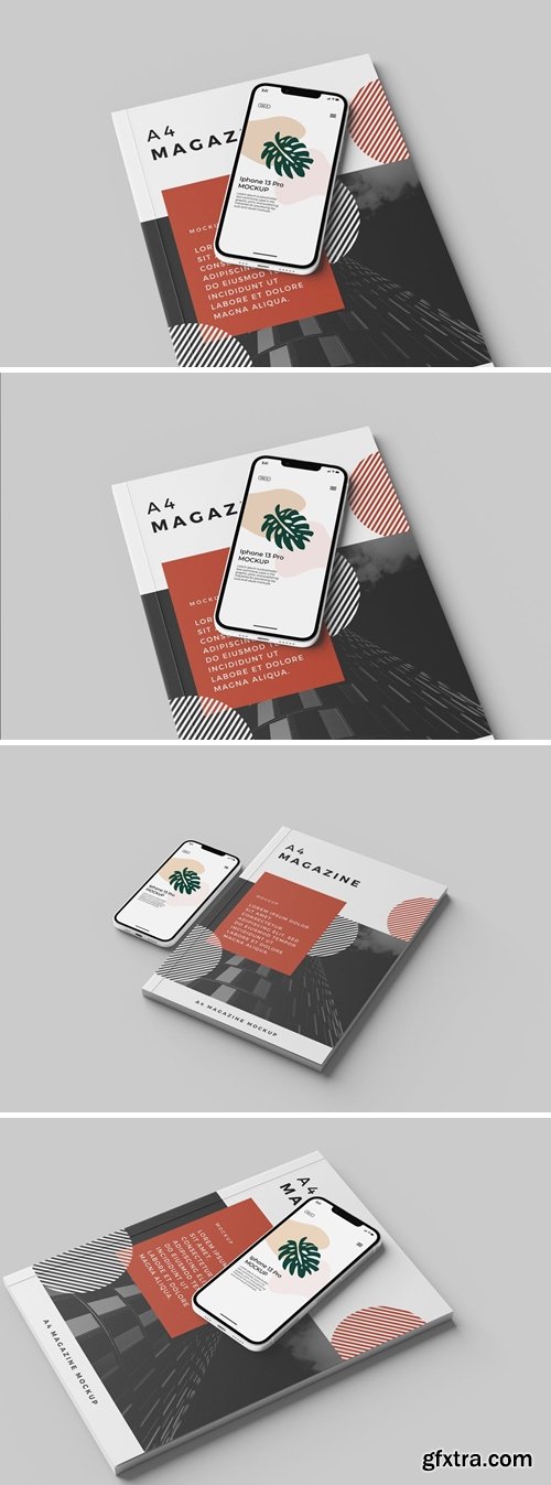 Cover Magazine with Phone 13 mockup