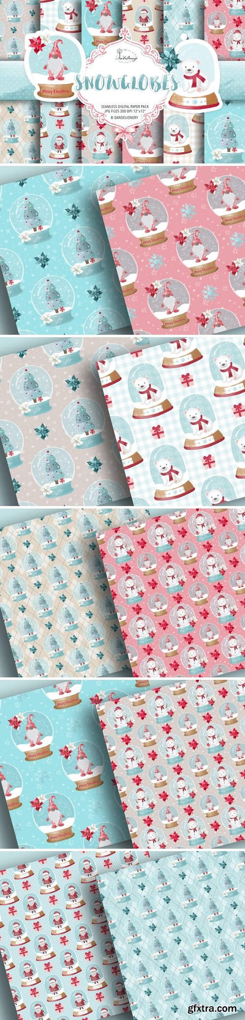 Christmas Snow globes digital paper pack