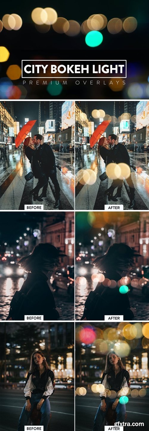 30 City Bokeh Light Overlays