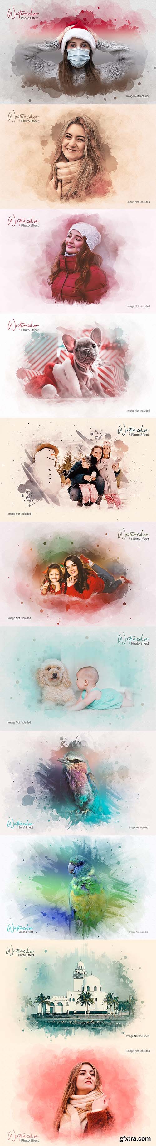 Watercolor oil paint photo effect template