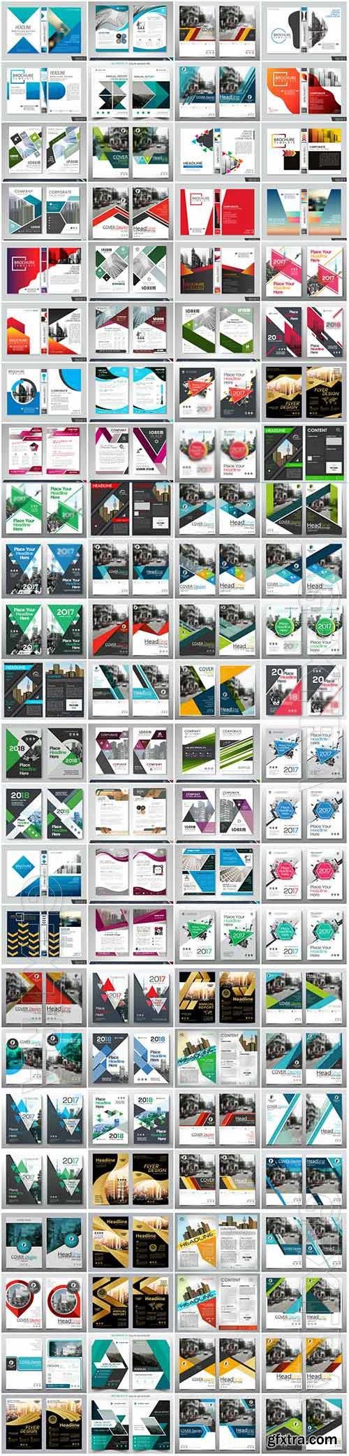 100 Bundle business brochures and flyers in vector vol 3