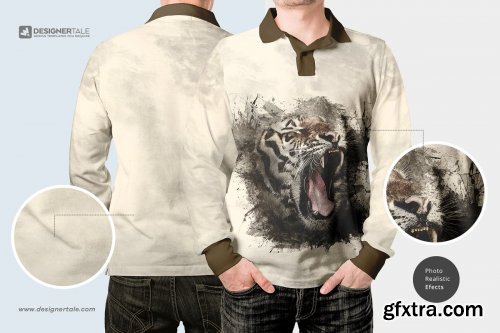 CreativeMarket - Long Sleeve Men Polo Shirt Mockup 4175233
