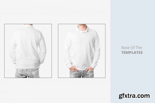 CreativeMarket - Long Sleeve Men Polo Shirt Mockup 4175233