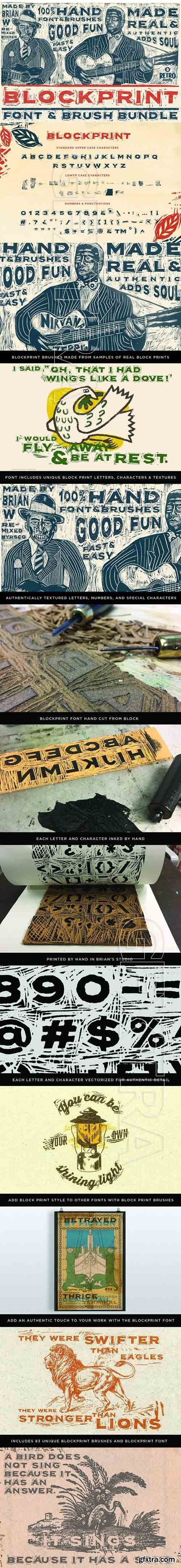 Creativemarket - Blockprint Font & Brush Pack 1595875