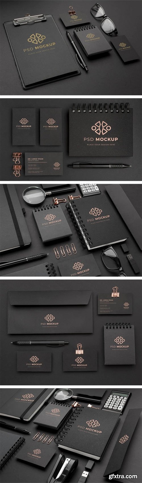 Stationery Dark PSD Mockups Templates