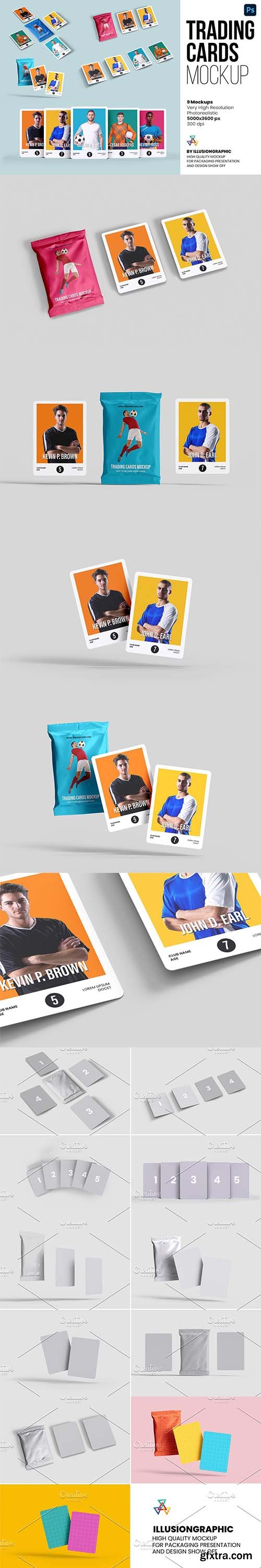 CreativeMarket - Trading Cards Mockup - 9 views 6282462