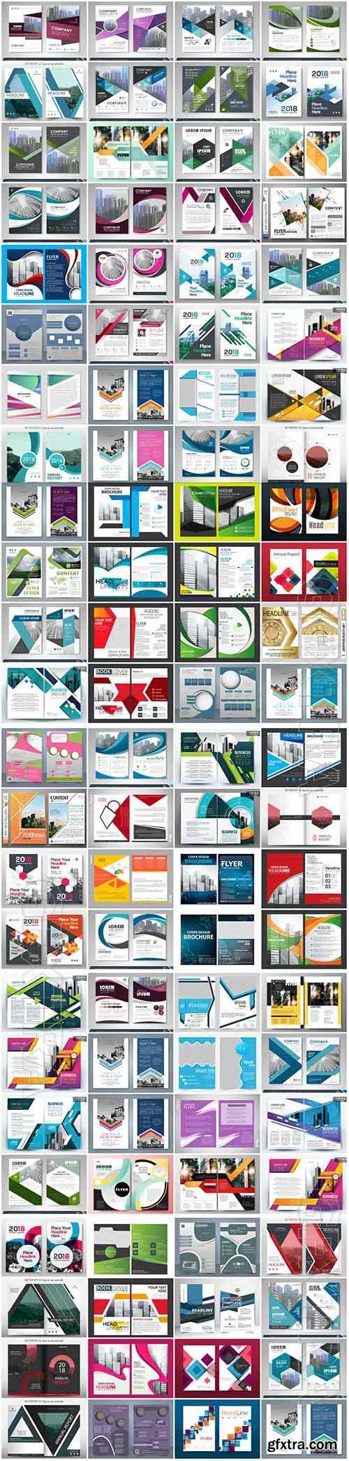 100 Bundle business brochures and flyers in vector vol 1