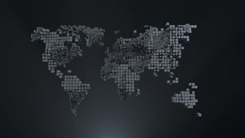 Videohive - loop animation. pixelated world map with ripple effect - 34423288 - 34423288