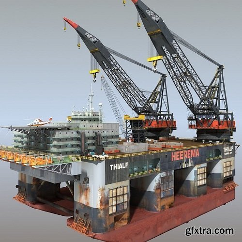 Oil Rig Dual Crane_Vessel (Multi format)