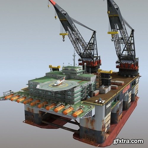 Oil Rig Dual Crane_Vessel (Multi format)