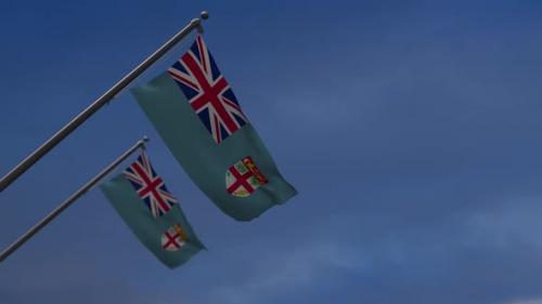 Videohive - Fiji Flags In The Blue Sky - 2K - 34446346 - 34446346