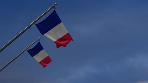 Videohive - France Flags In The Blue Sky 4 K - 34446394 - 34446394