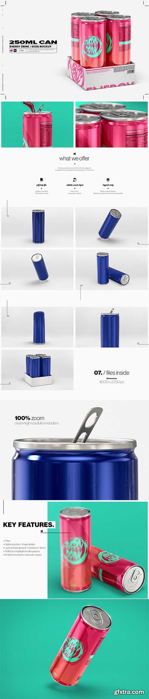 CreativeMarket - 250ml Energy Drink Soda Can Mockup 6171633