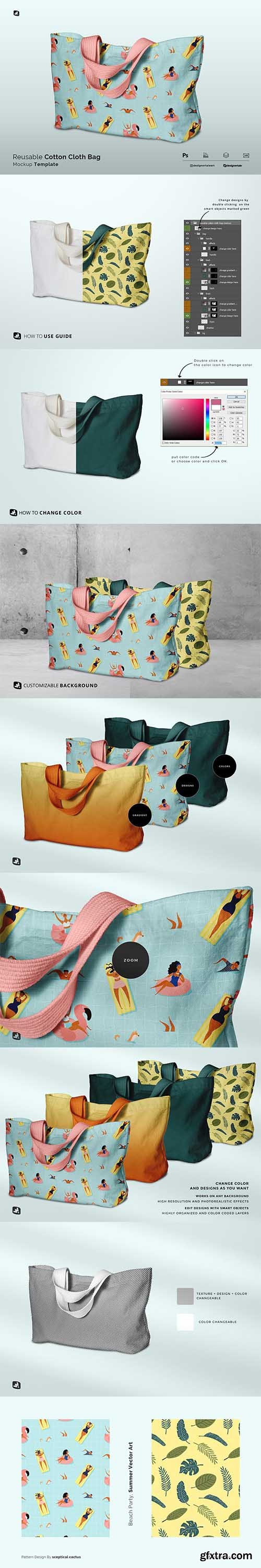 CreativeMarket - Reusable Cotton Cloth Bag Mockup 6366985
