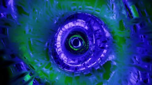 Videohive - Vj Loop Green And Blue Cold Mirrored Tunnel 4K - 34446507 - 34446507