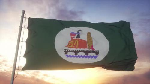 Videohive - Beni Suef Flag Egypt Waving in the Wind Sky and Sun Background - 34446638 - 34446638