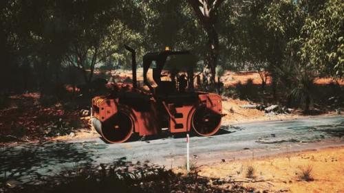 Videohive - Road Roller Tractor in the Forest - 34449196 - 34449196