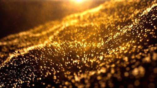 Videohive - Glittering Golden Particle Wave Flow Background Seamless Loop V3 - 34390526 - 34390526