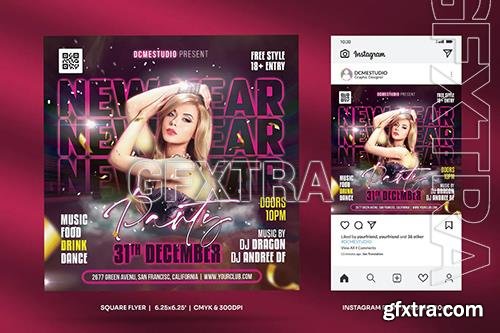 New year Party Square Flyer & Instagram Post BD6ER6Y