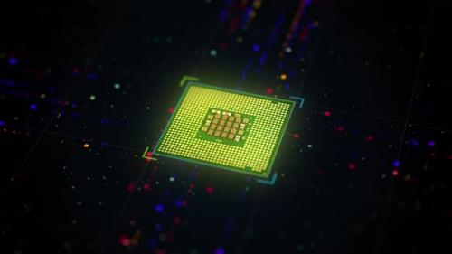 Videohive - A computer CPU processor with data flow - 34401444 - 34401444