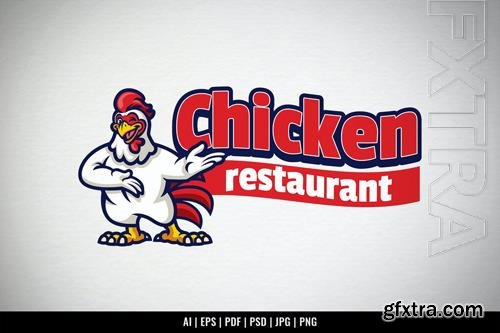 Chicken Restaurant Cartoon Mascot Logo