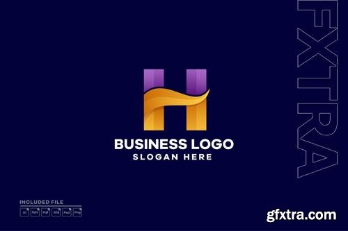 Abstract Letter H Gradient Logo Design