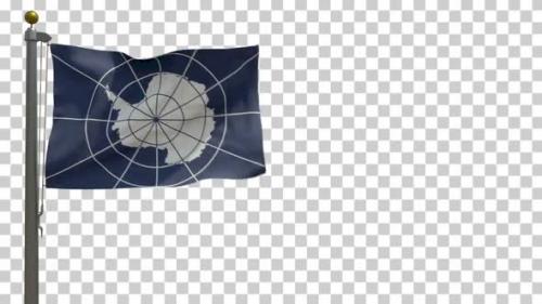 Videohive - Antarctic Treaty Flag on Flagpole with Alpha Channel - 4K - 34341152 - 34341152