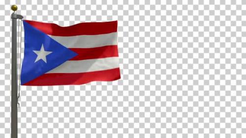 Videohive - Puerto Rico Flag on Flagpole with Alpha Channel - 4K - 34342069 - 34342069