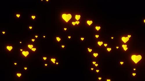 Videohive - Vj Loop Of The Yellow And Gold Bright Hearts 4K - 34343838 - 34343838
