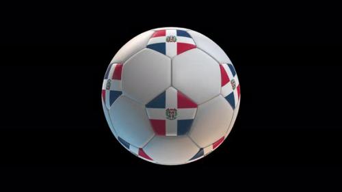 Videohive - Soccer ball with flag Dominican Republic, on black background loop alpha - 34344064 - 34344064