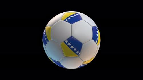 Videohive - Soccer ball with flag Bosnia Herzegovina, on black background loop alpha - 34344065 - 34344065
