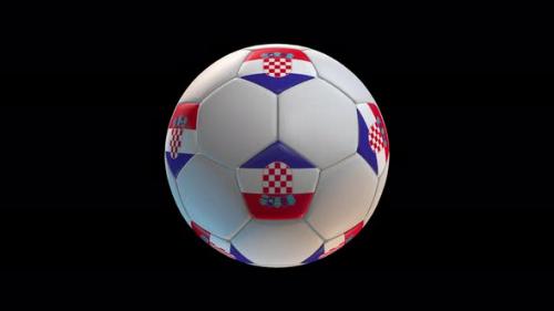 Videohive - Soccer ball with flag Croatia, on black background loop alpha - 34344066 - 34344066