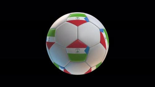 Videohive - Soccer ball with flag Equatorial Guinea, on black background loop alpha - 34344067 - 34344067