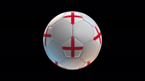 Videohive - Soccer ball with flag England, on black background loop alpha - 34344069 - 34344069