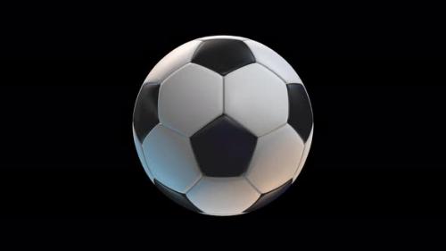 Videohive - Soccer ball with, on black background loop alpha - 34344073 - 34344073