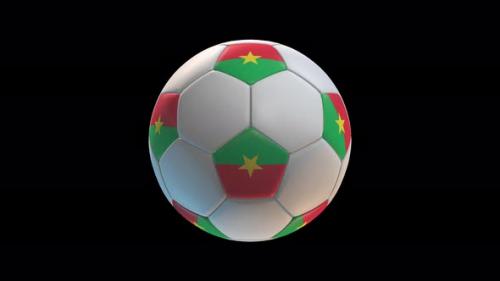 Videohive - Soccer ball with flag Burkina Faso, on black background loop alpha - 34344075 - 34344075