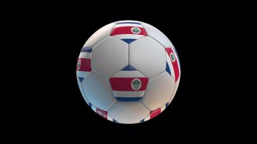 Videohive - Soccer ball with flag Costa Rica, on black background loop alpha - 34344082 - 34344082