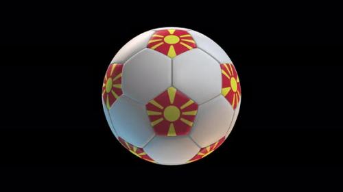 Videohive - Soccer ball with flag FYR Macedonia, on black background loop alpha - 34344083 - 34344083