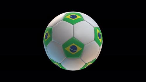 Videohive - Soccer ball with flag Brazil, on black background loop alpha - 34344084 - 34344084