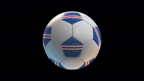 Videohive - Soccer ball with flag Cape Verde Islands, on black background loop alpha - 34344085 - 34344085