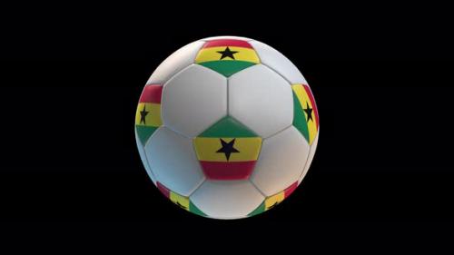 Videohive - Soccer ball with flag Ghana, on black background loop alpha - 34344087 - 34344087