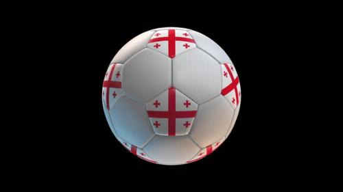 Videohive - Soccer ball with flag Georgia, on black background loop alpha - 34344088 - 34344088