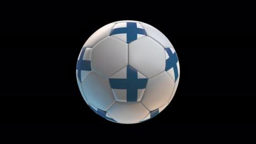 Videohive - Soccer ball with flag Finland, on black background loop alpha - 34344091 - 34344091