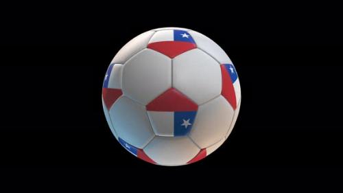 Videohive - Soccer ball with flag Chile, on black background loop alpha - 34344092 - 34344092