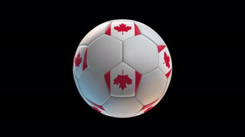 Videohive - Soccer ball with flag Canada, on black background loop alpha - 34344096 - 34344096