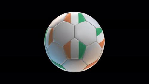 Videohive - Soccer ball with flag Republic of Ireland, on black background loop alpha - 34354246 - 34354246