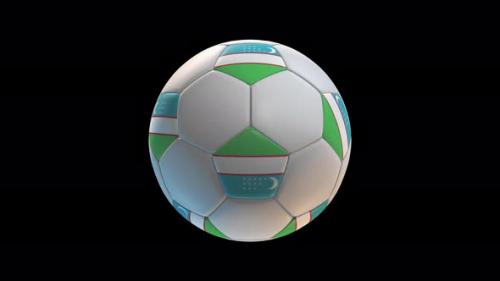 Videohive - Soccer ball with flag Uzbekistan, on black background loop alpha - 34354251 - 34354251