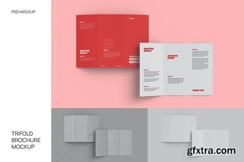 Trifold Brochure Mockup Flat Lay Outside Inside