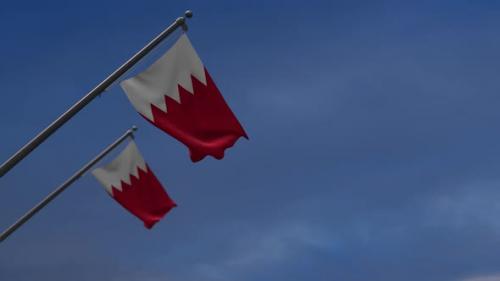 Videohive - Bahrain Flags In The Blue Sky - 2K - 34349844 - 34349844