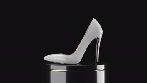 Videohive - Concept female, white, fashion shoes revolve on a podium on a on a transparent background - 34353080 - 34353080